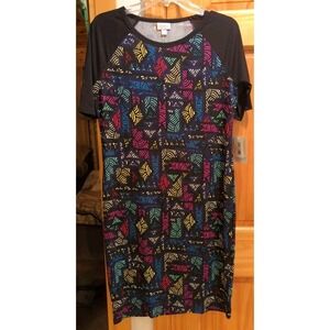 New LuLaRoe Julia Size Large Short Sleeve Dress Size Triangle Pattern